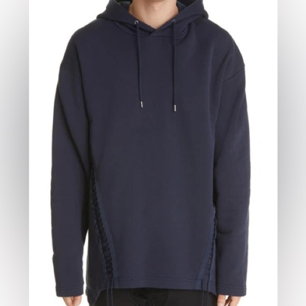 Helmut Lang Navy Laced Pullover Hoodie